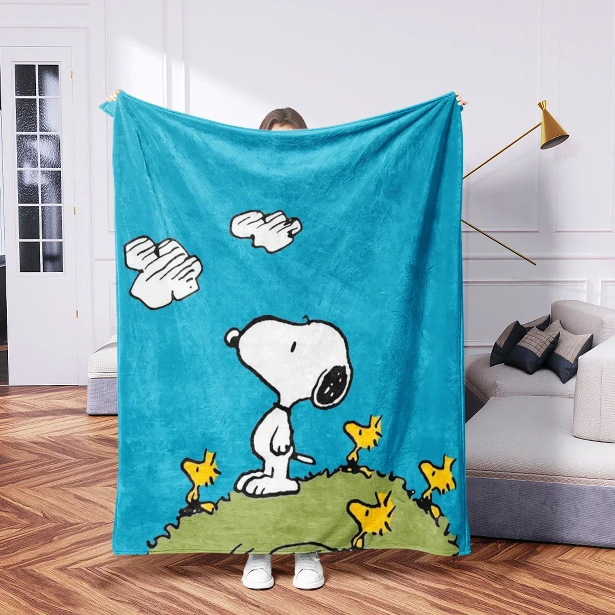 thumbnail image 1 of Nuevas mantas cálidas de franela de Snoopy para otoño e invierno, colcha con estampados de Charlie Brown para sofás, camas, sillas, adultos y niños, capa escolar para interiores, 1 of 5