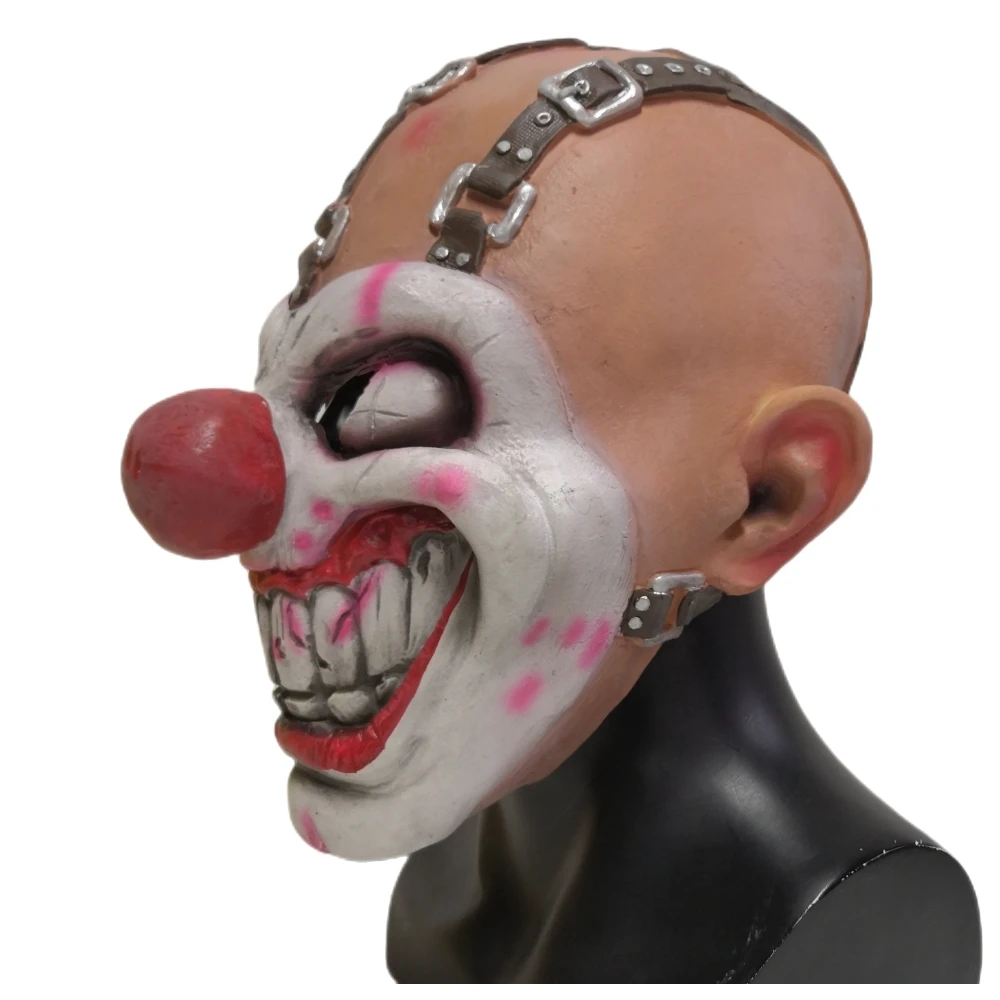 

Creepy Clown Joker Mask Costume Party Latex Scary belt Smiling Clown Full Face Mask Horror Game Cosplay Blood Zombie Masks Party