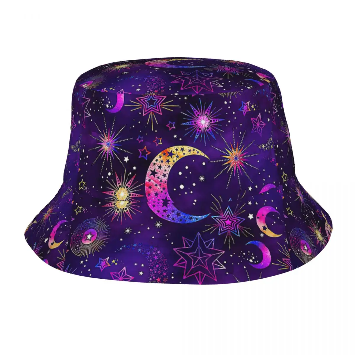 

Magic Psychedelic Bucket Hats for Woman Vocation Moon Pattern Field Hat Style Foldable for Hiking Fishing Hat Dropshipping