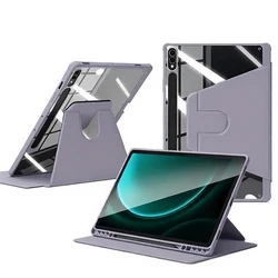 Rotatable Transparent Acrylic Tablet Case - Shockproof Protective Cover for Tab A9 Plus 2023 (XZYKL - Purple)