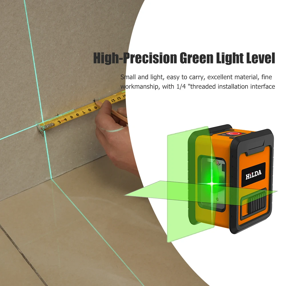 Laser Level Meter 2-Lines Cross Green Level Laser Horizontal & Vertical Nivel Self-Leveling