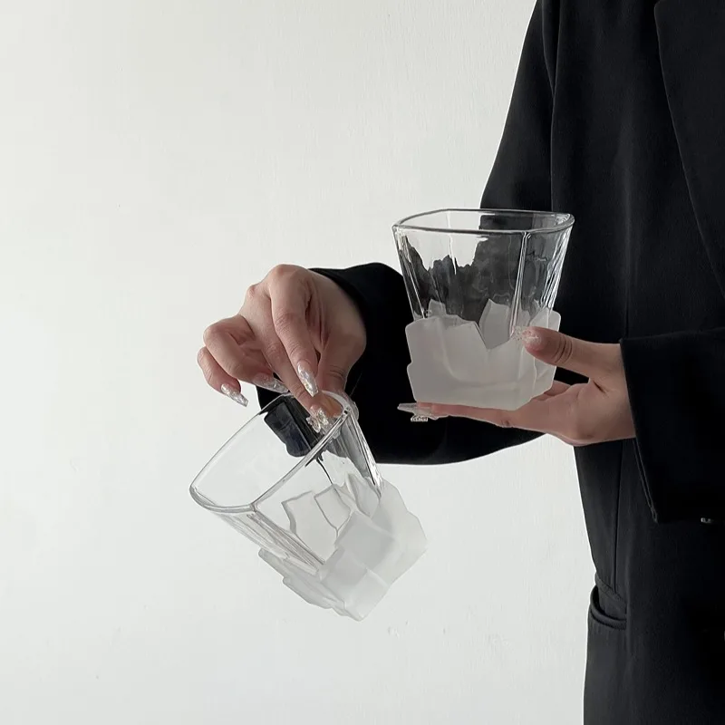 Frosted Iceberg Glass Cup, Whiskey Glasses,Engraved Whiskey Glass,Old Fashioned Glasses,Classical Scotch Glass Cups