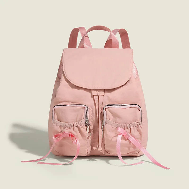 

Korean Cute Bowknot Thin Belt Women Backpack Sweet Girls Style Summer Travel Backpack Niche Design Fashion School Backpack Bag
