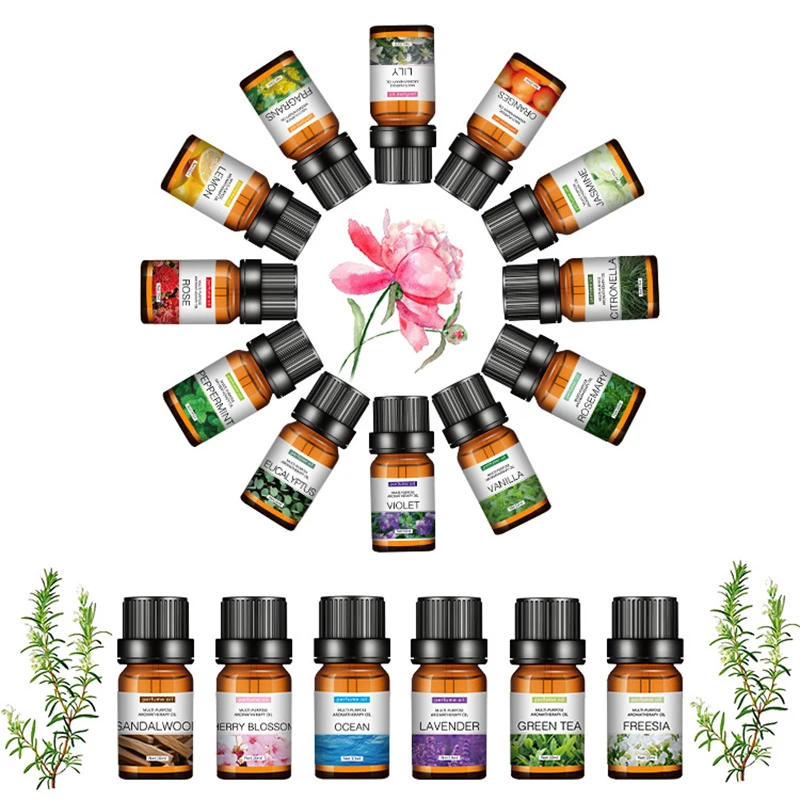 Incense Water Soluble Essential Oil 10ml Lavender Tea Tree Lemon Rose Ocean Scent Humidifiers Refreshing Relax Releasing Stress
