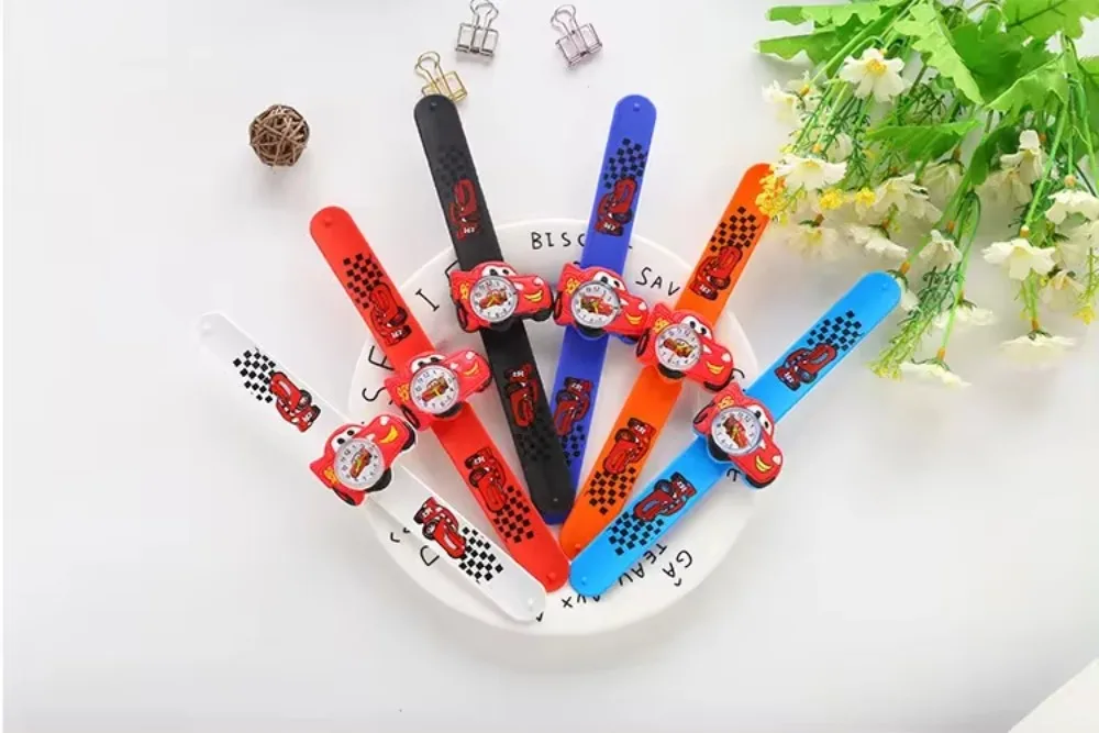 Hot Selling Children Watch Boy Cartoon Car Clock Silicone Tape Patted Table Students Lovely Cool Child Gift Boy Kids Watches Toy 6