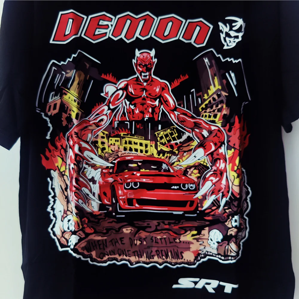 Vintage Shirt Warren Dodge and Demon Skull Print Tees Oversized Cotton  T-shirt Loose Style Lotas Women and Men's Clothes