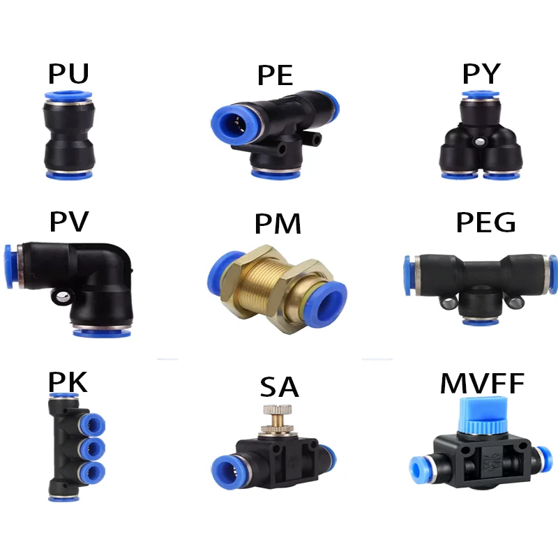 Pneumatische Anschlüsse PU/PM/PV/PK/SA/MVFF Serie Luftrohr Schlauch Push-in Schnellkupplung 4mm 6mm 8mm 10mm 12mm Kunststoffrohranschlüsse – Detail 1