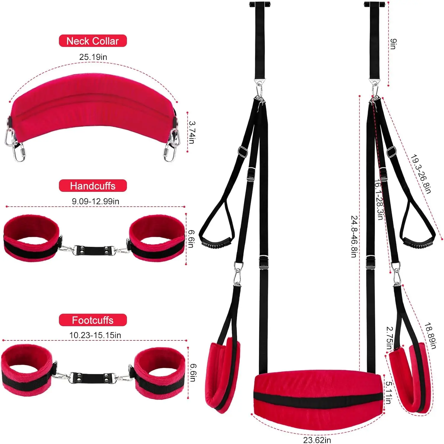 5 in 1 Sex Swing BDSM Bondage Restraints Kit Door Swing and Sex Restraints Wrist and Thigh Ankle Restraint Toys