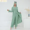 Two Piece Muslim Sets for Woman Ramadan Dubai Modest Abaya Dress Islamic Femme Vacation Travel Outfit Fashion Turkey Robe 2026