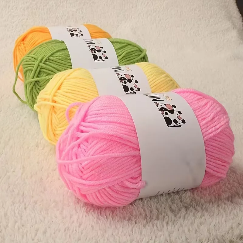 Knitting Yarn 150g 5-strand Milk Handmade Medium Thick DIY Woven Doll Sweater Flower Hat Scarf Yarn Ball