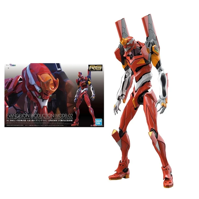 Bandai Figure Evangelion Model Kit Anime Figures RG 1/144 EVA 02 Evangelion  Production Model-02 Action Figure Toys For Boys