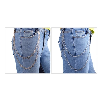 Spodnie w stylu Hip Hop Jeans łańcuchy spodnie punkowe łańcuchy Biker ciężki gruby portfel łańcuchy kieszonkowe breloki biżuteria do ciała dla mężczyzn 101A tanie i dobre opinie GWRUFWO Na co dzień Adult Metal CN (pochodzenie) Unisex