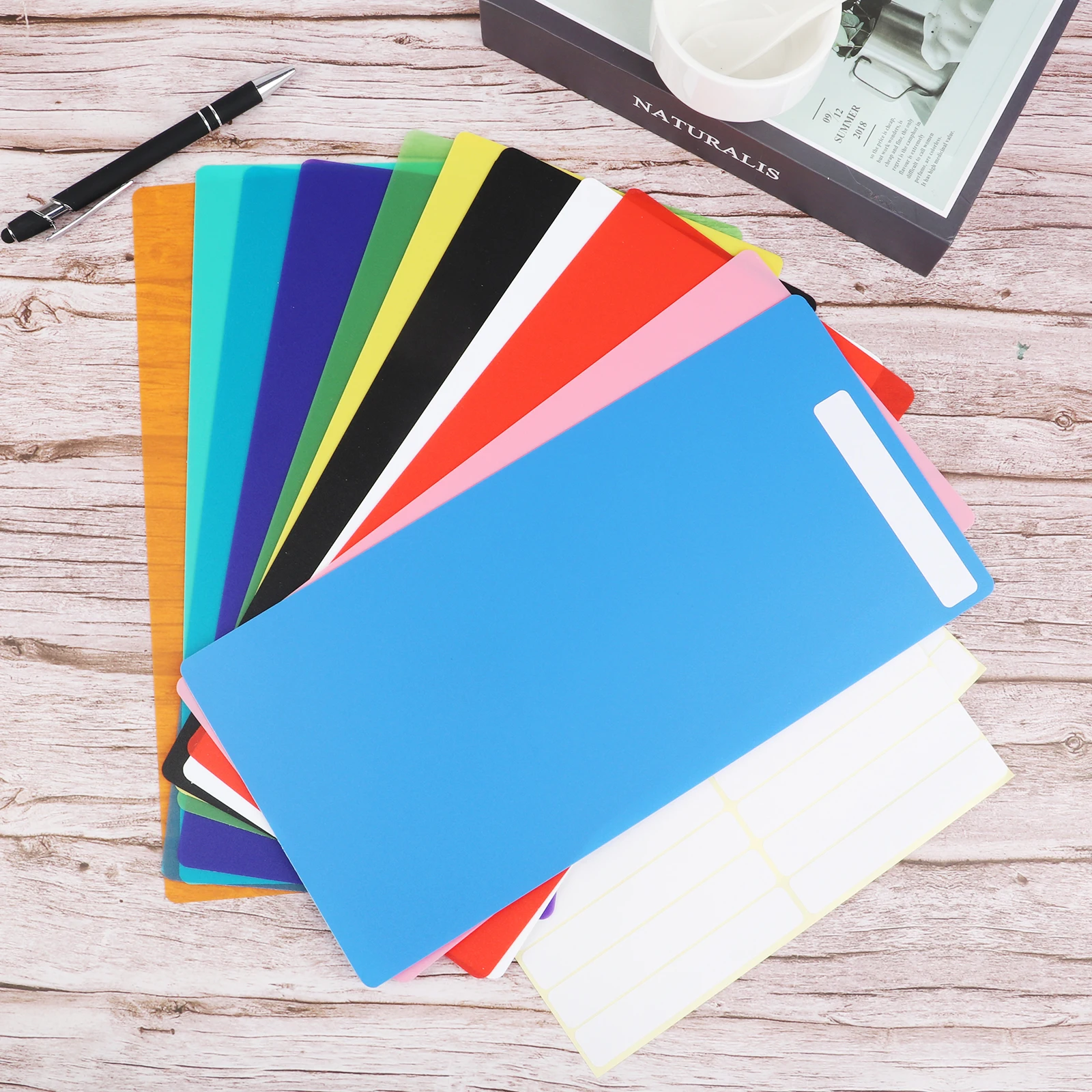 25 Pcs Color PVC Library Book Dividers For Shelves With A5 Label Stickers 6\