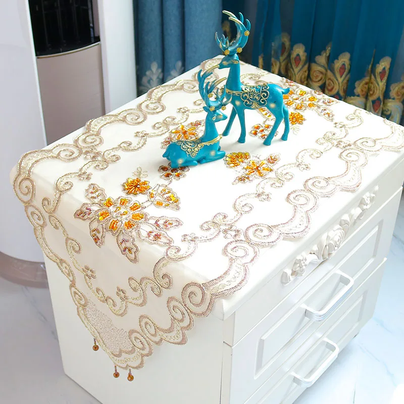 

Modern sequin flower Embroidery bed Table flag Runner cloth cover tablecloth Christmas Wedding Table decoration and accessories