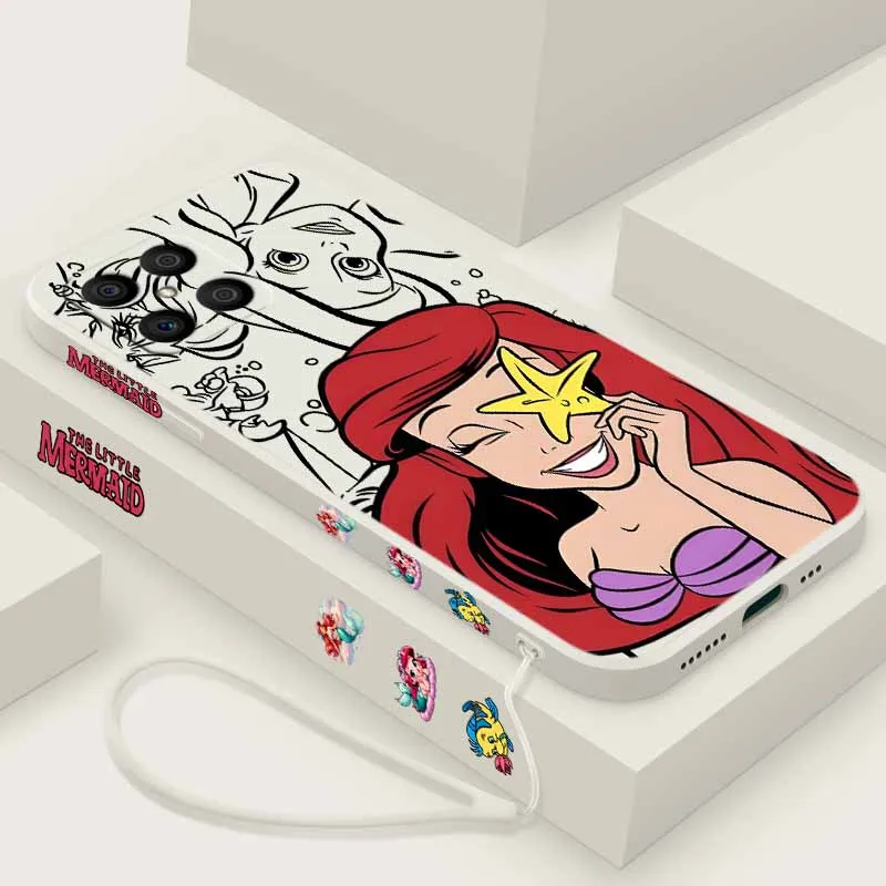 Elegant The Little Mermaid Silicone Phone Case with Liquid Left Rope