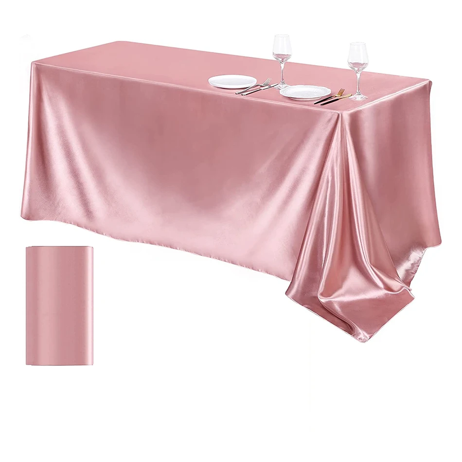 Rose Gold Satin Tablecloth - Nordic Elegance Wedding and Party Table Cover