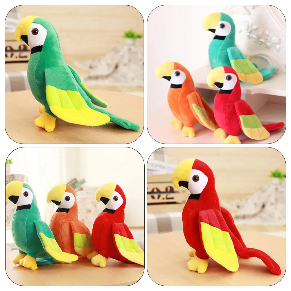 3Pcs 활기찬 앵무새 인형 동물 부드러운 충전재 부드러운 터치 수면 동반자 어린이 방 장식 휴일 축하 귀여운 시뮬레이션