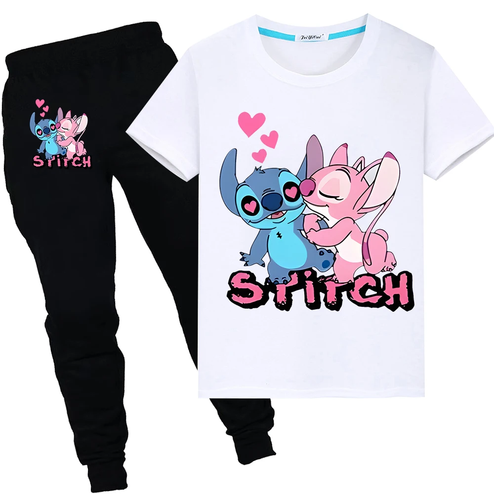 

Boys Girls Stitch and Lilo Tshirt Kids Cartoon T Shirts Summer Fashion Tops Clothes Children 2-12 Years Old Casual Tees Costumes