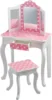 Kids Princess Gisele Polka Dot Print 2-Piece Kids Wooden Play Vanity Set with Vanity Table, Tri-Fold Mirror, Storage Dra 5