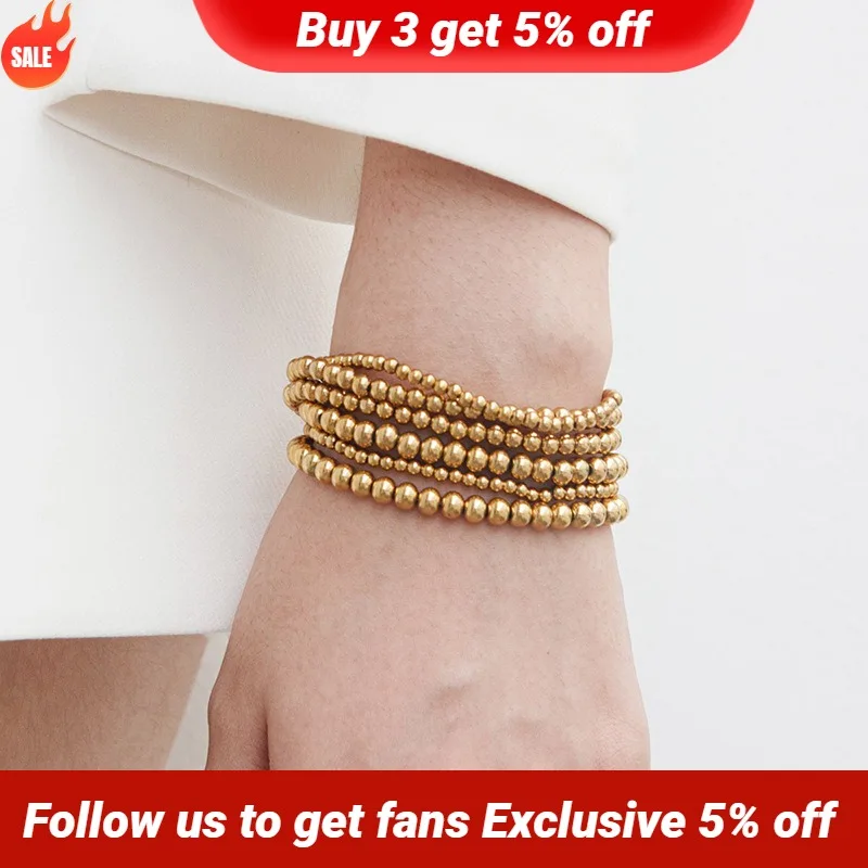 Stainless Steel 3MM 4MM Ball Beads metal bead bracelet for Women Men Gold Silver Color Bracelets Charms Metal Statement Jewelry