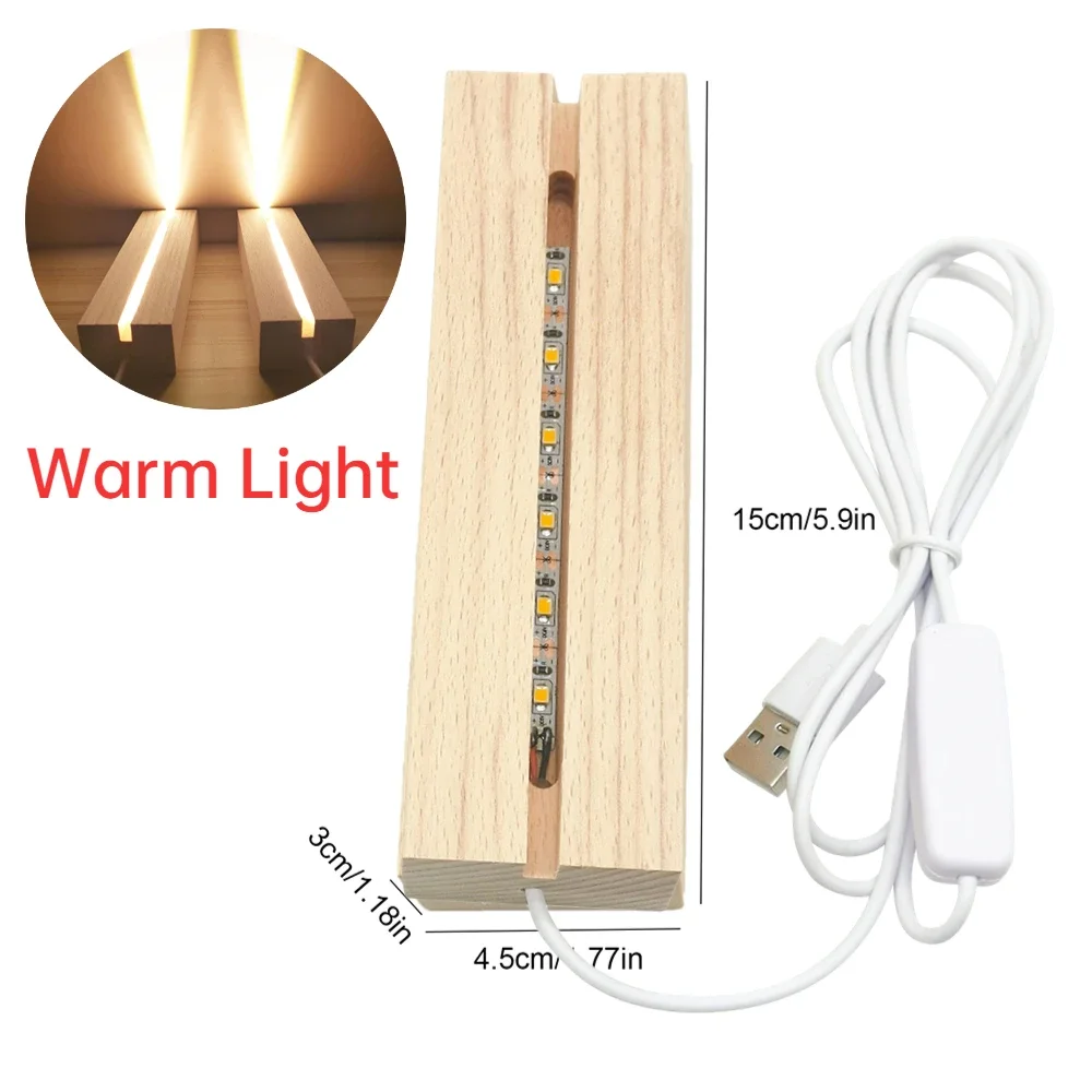 WOODEN LED LIGHT Display Base Crystal Glass Light Base Stand LED