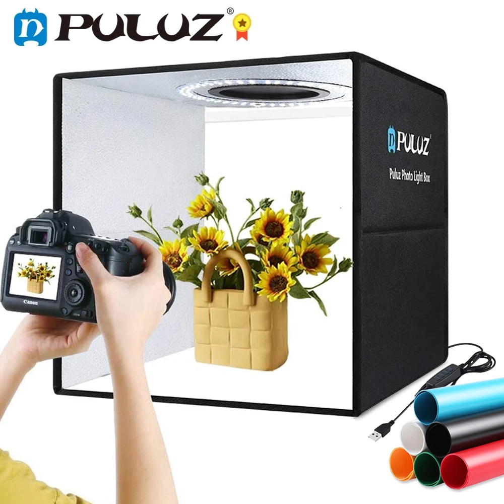 PULUZ Photo Studio Box,Photography Lightbox,Studio Photo Shooting Tent Box Kit WIth 6/12 Colors Backdrop,Large Light Box