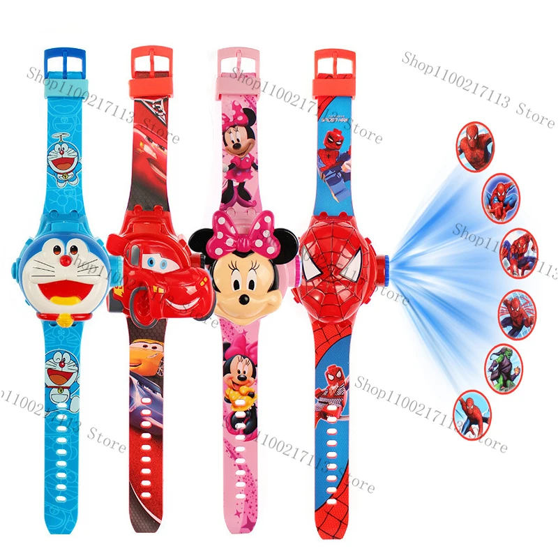 Disney Minnie Frozen projection electronic kids watch cartoon characters Spider-Man Iron Man toy children's watch birthday gifts 6