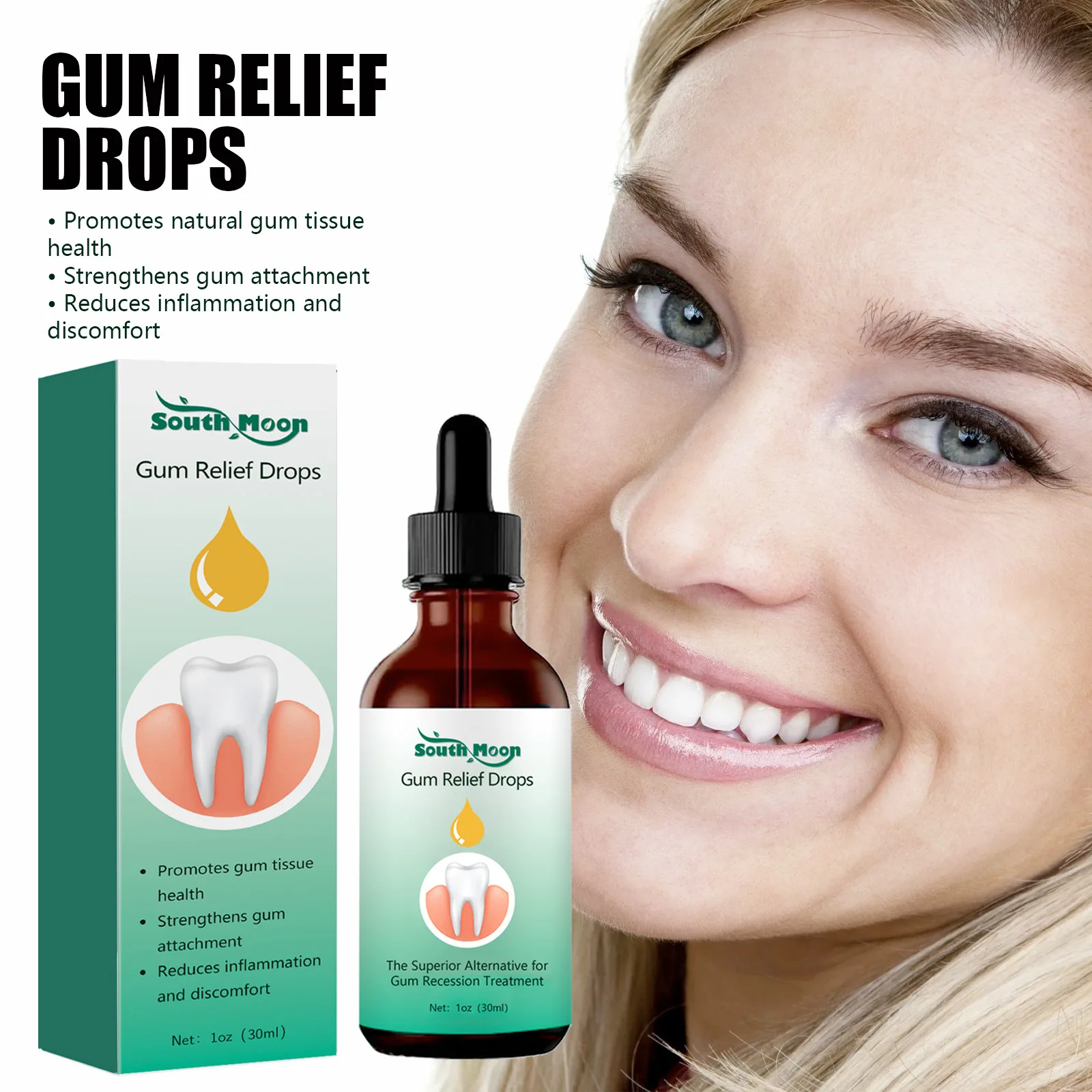 Gum Repair Drops Teeth Whitening Product Relieve Receding Gingival Swelling Remove Yellow Plaque Stains Gum Regrowth Relieve Decay Toothache Caries Care teeth whitening essence