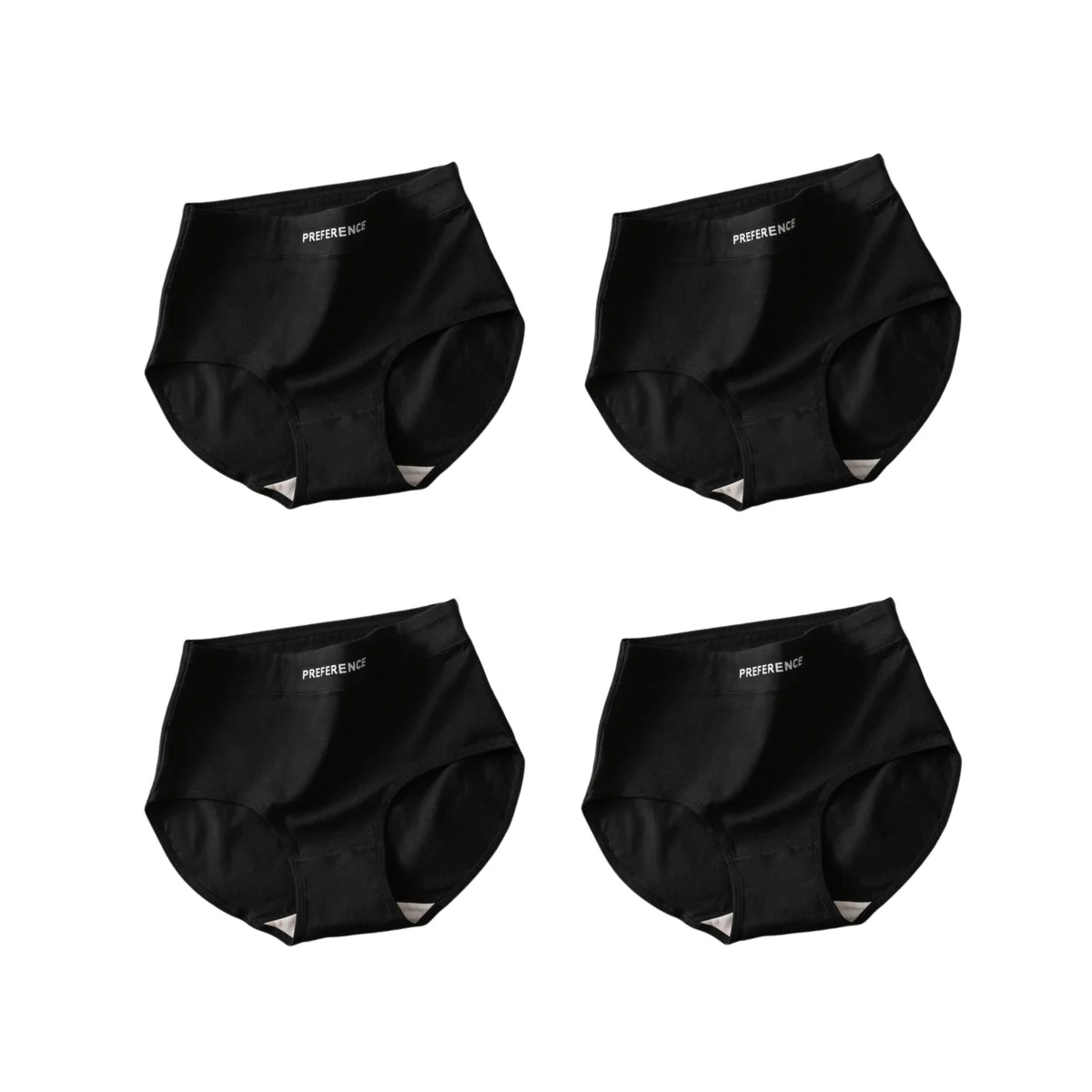 4Pcs/Set Women's Briefs Plus Size Panties High Waist Breathable Underwear Solid Color Cotton Lingerie Comfort M-XXL Panties