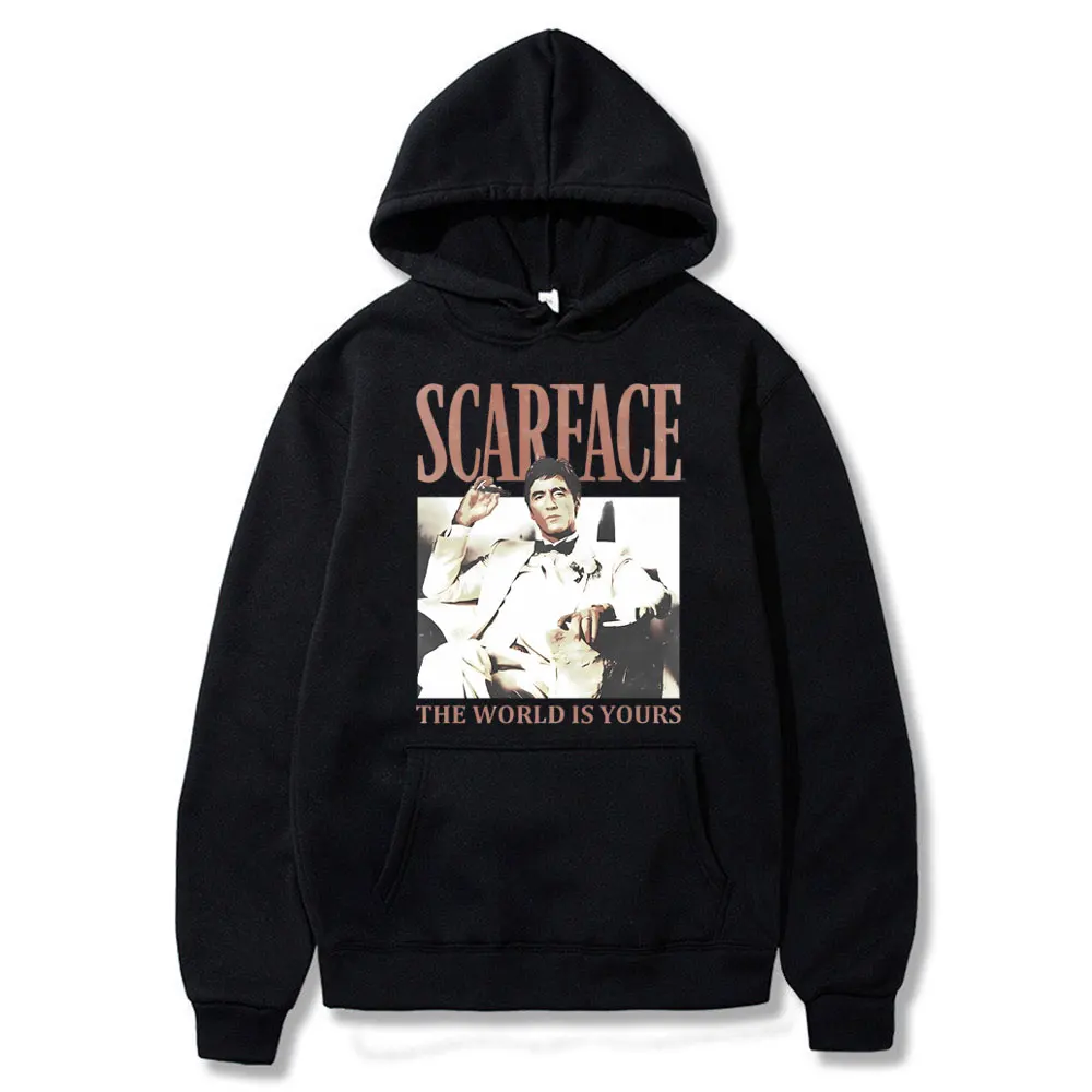 

Classic Movie Scarface The World Is Yours Hoodie Tony Montana Print Hoodies Men Women Vintage 90s Al Pacino Oversized Sweatshirt