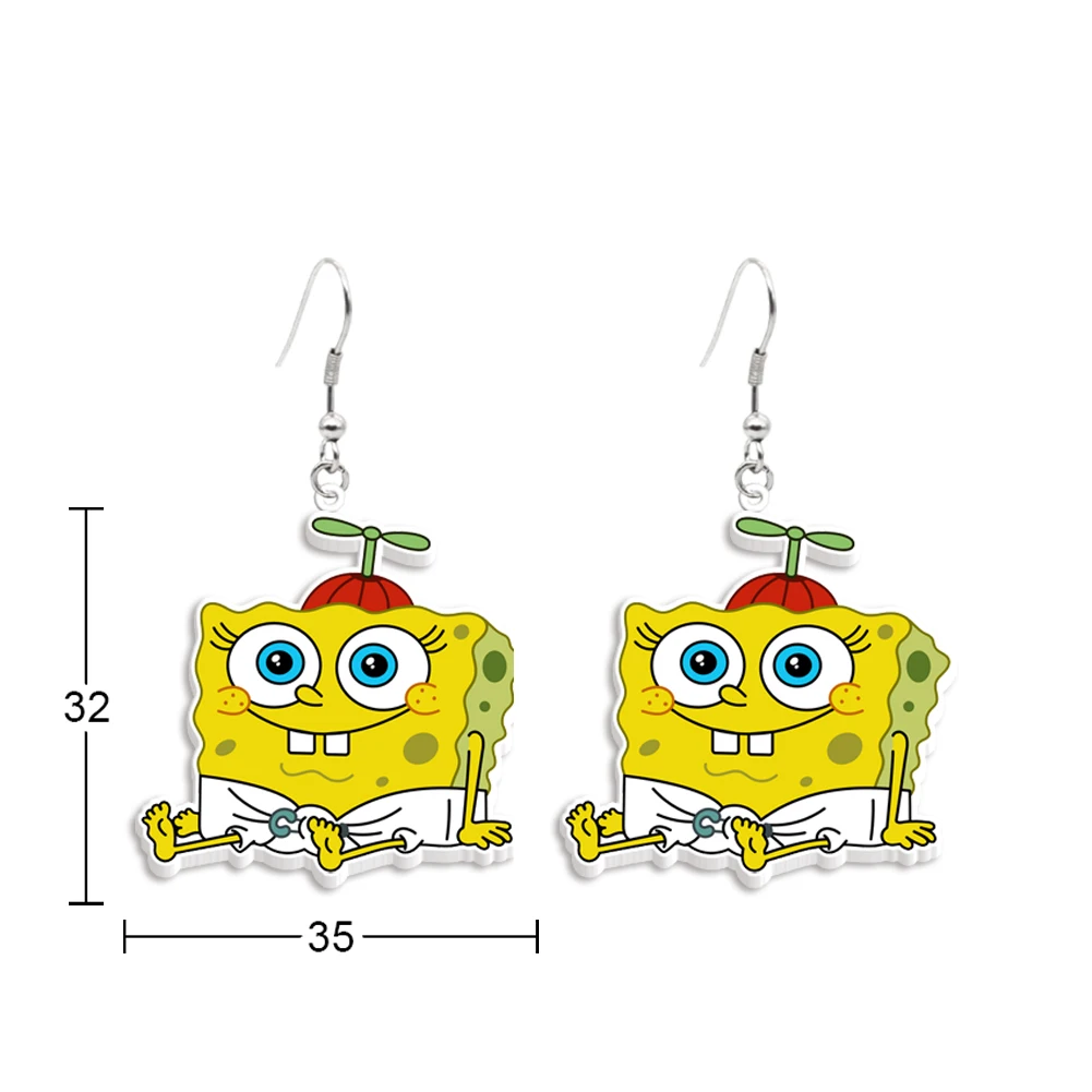 Famous Anime Hook Drop Earrings Movie Earring Cartoon Spongebob Acrylic Earrings Handmade Jewelry Epoxy Resin Fish Hook Earring 5