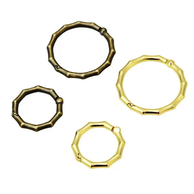 3pcs/Lot Metal Ring Binder Spring Gate O Ring Openable Bamboo Design Snap Clasp Clip Trigger Hook Loose-Leaf Binding Supplies