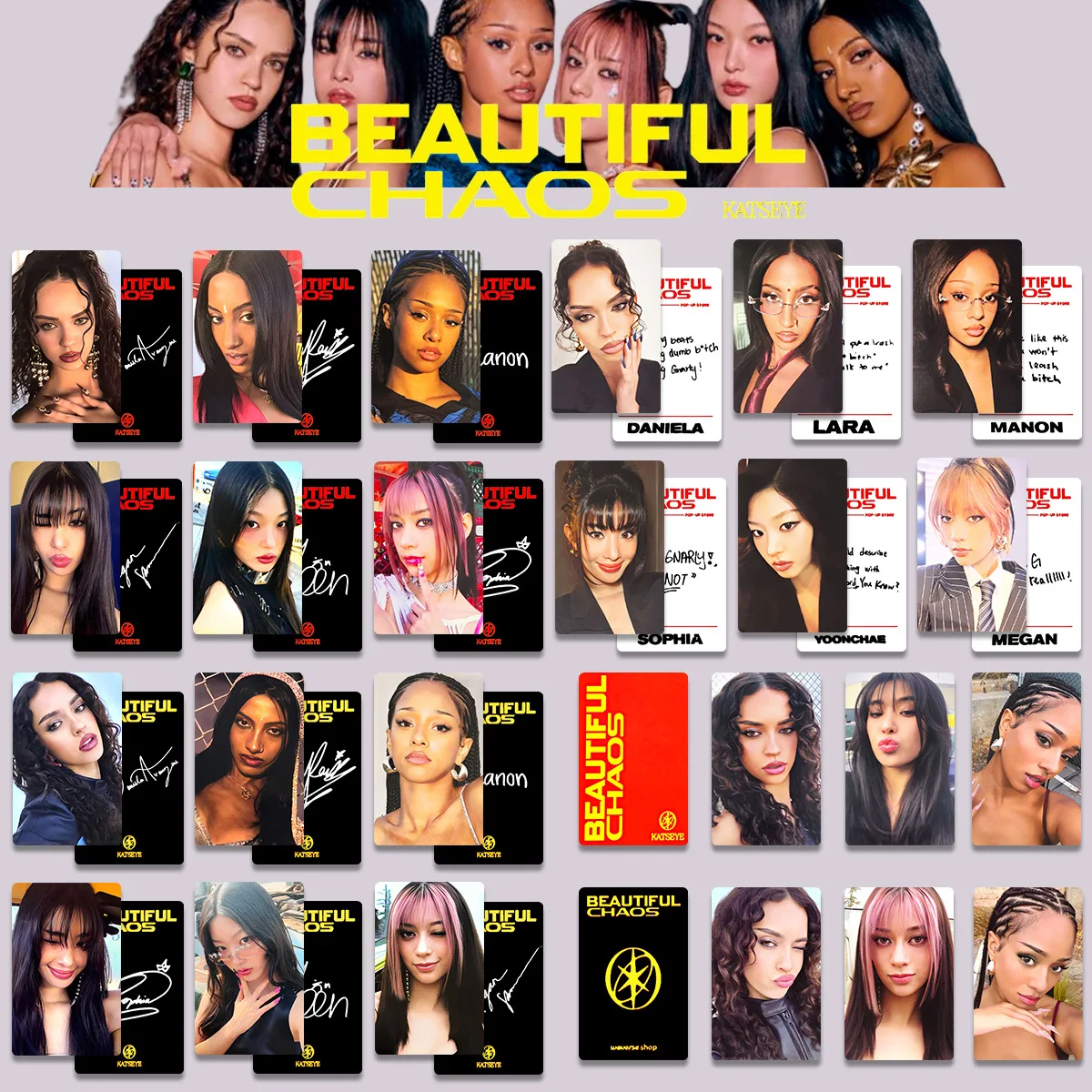 Kpop KATSEYE Album BEAUTIFUL CHAOS Photocards FANSIGN CHAOTIC WVS