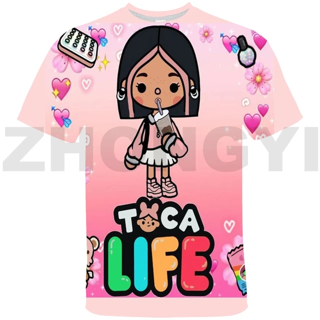 Girls/Boys Game Toca Boca And Gacha Life World Cartoon Graphic Printed  T-shirt Kids Comfy Versatile Summer Short Sleeved Clothes