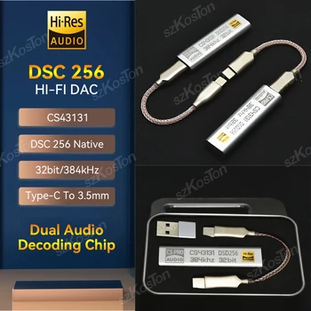 전문가용 헤드폰 앰프, HiFi DAC 오디오 인터페이스, USB C타입-3.5mm 어댑터 앰프, iOS PC 안드로이드용, CS43131 DSD256 칩