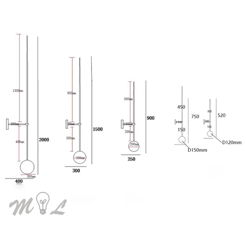 Post Modern Wall Light Fixtures Minimalist Sconces Long Metal Pipe Wall+lamps for Living Room Bathroom Light Led Glass Ball Deco 4