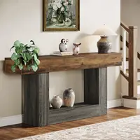 Tribesigns Table console de 63 pouces, table d'entrée à 2 niveaux avec base en forme de U, table de canapé longue et étroite en bois derrière la table de canapé 6