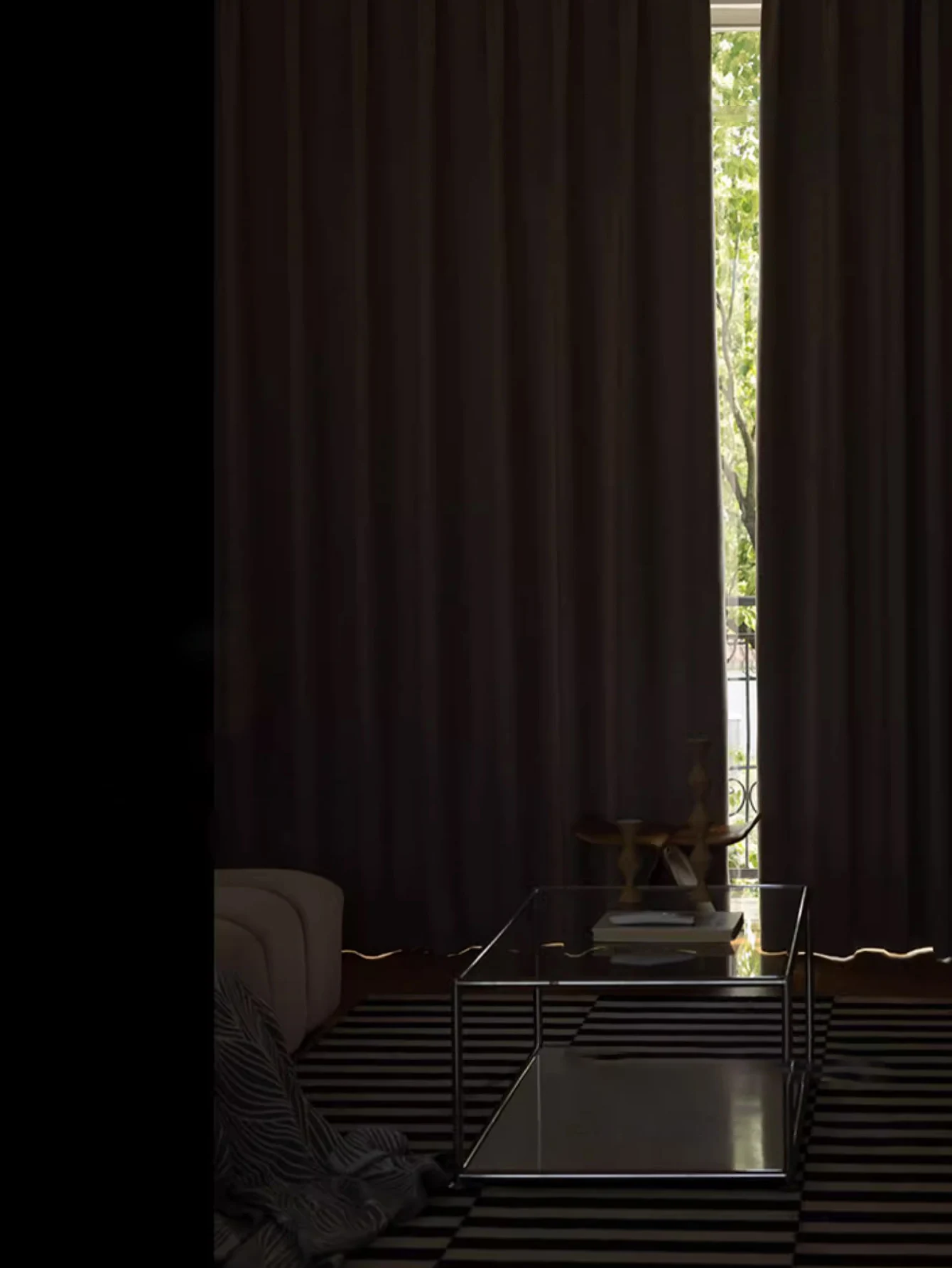 Hook And Loop Fastener  Modern Living Room Curtains Full Blackout Fabric Finished Product Thickened linen 5