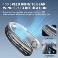 Fan 3000mA Portable Mini Hanging Neck Fan Bladeless Neckband Fan Digital Display Power Air Cooler USB Rechargeable Electric Fans 2