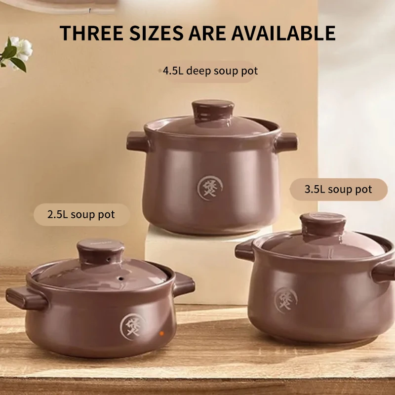 Casserole soup pot stew pot stone pot soup medicine Congee stew rice soup pot open fire high temperature resistant casserole 4