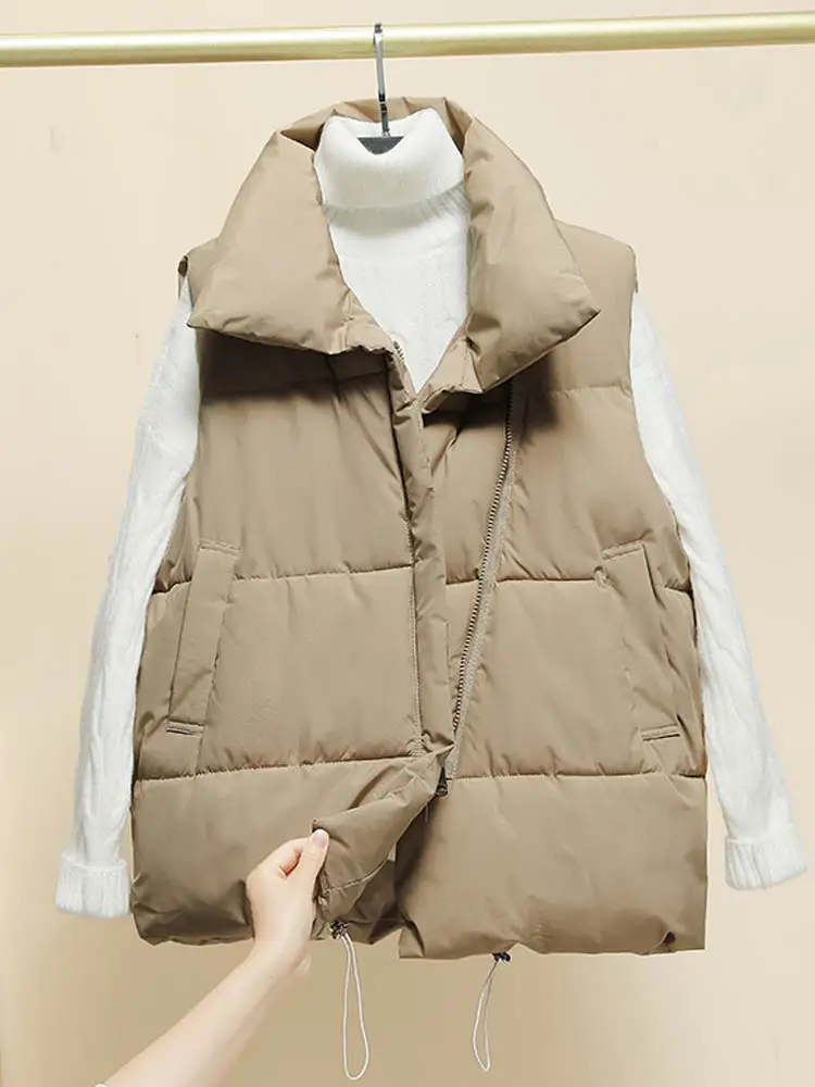 PinkyIsBlack 2022 New Winter Cotton Down Vest Women Loose Waistcoat Warm Cotton Padded Jacket Sleeveless Female Winter Waistcoat
