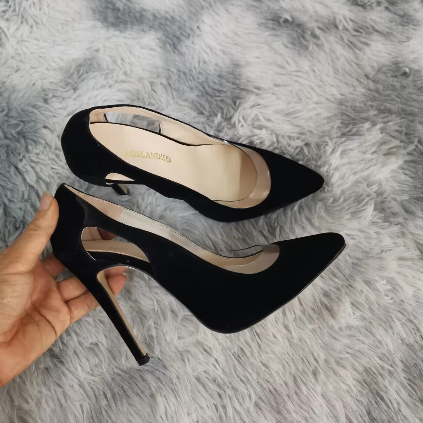 

Новинка 2024, весенние женские туфли-лодочки на шпильках, модные сексуальные туфли 11 см с вырезами и острым носком на высоком каблуке, Женская Классическая Свадебная обувь