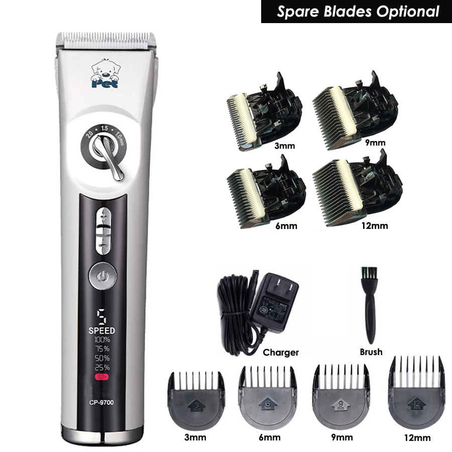 Professional CP9700 Pet Cat Dog Hair Trimmer Electric Shaver Rechargeable Pet Grooming Clipper LCD Display Cutting Machine