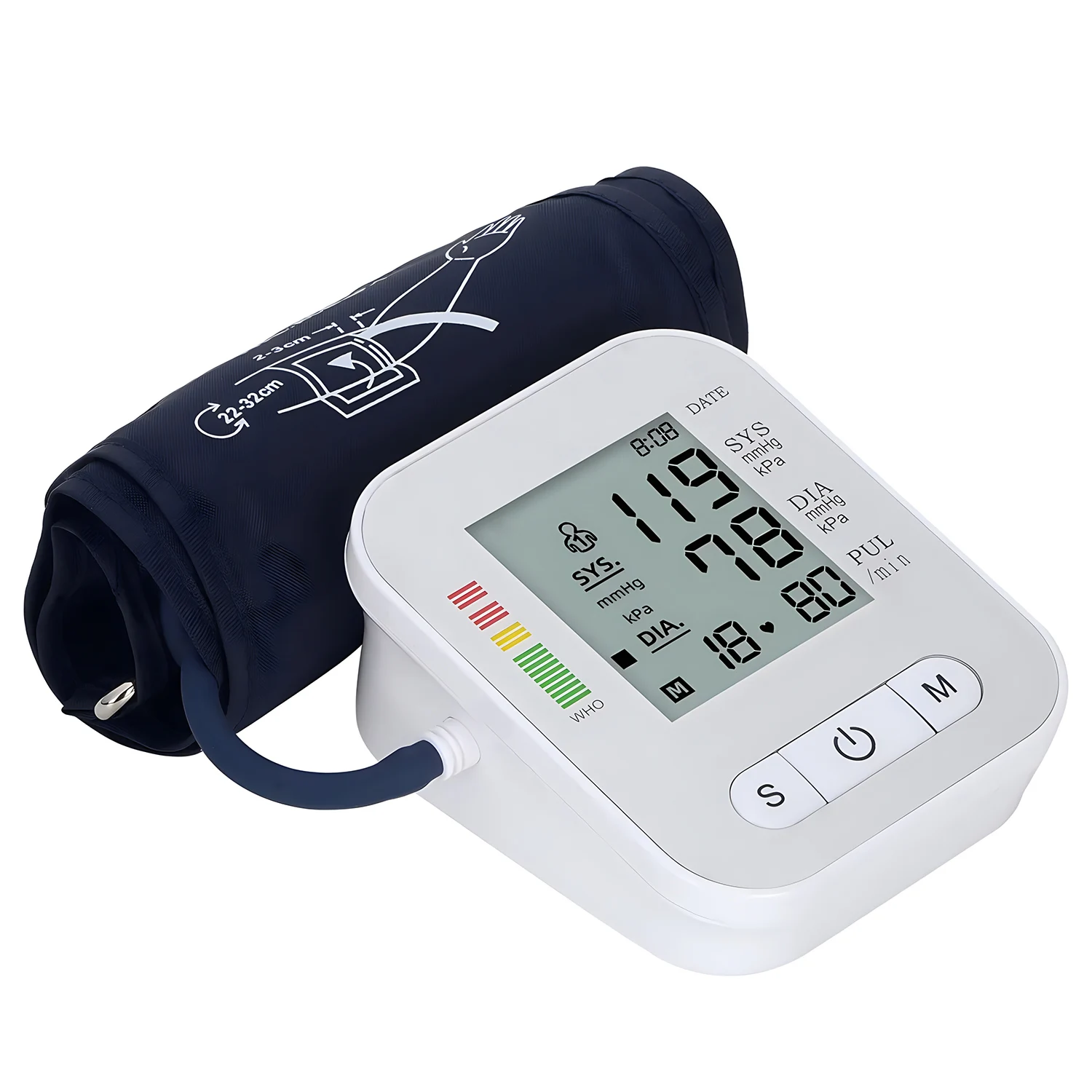 Blood Pressure Monitor Upper Arm Automatic Tonometer Digital Blood Pressure Meter BP Medical Sphygmomanometer LCD & Cuff Medical