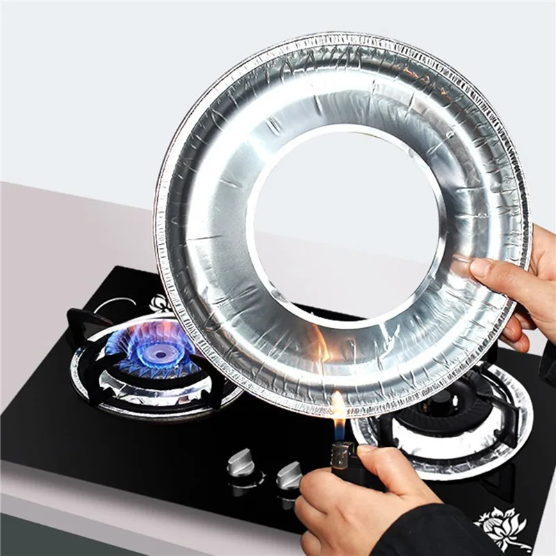 10pcs/set Gas Stove Oil Proof Aluminum Foil Tin Pad Thickened 3.5 Thread Circular/square Kitchen Cooking Practical Accessories