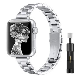 Slim Stainless Steel Chain Strap - 38mm 40mm 41mm (Silver and tool)