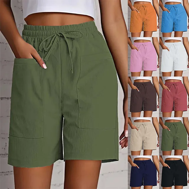 Women's High Waist 4 Inch Shorts Summer - Loose Fit Casual Shorts with Pockets, Solid Color Bermuda Shorts for Outfits