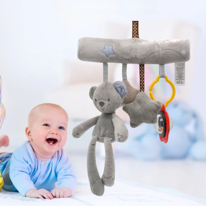 

Infant Toddler Rattles Toys For Baby Stroller Crib Soft Rabbit Bear Style Pram Hanging Toys Plush Appease Doll Bed Accessories