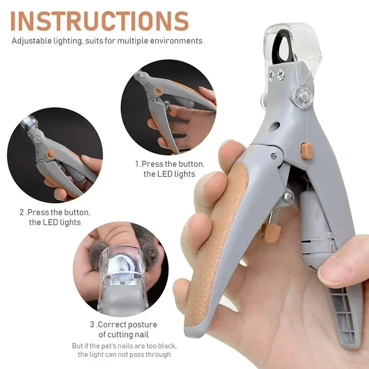 Description Picture 5 of itemNail Clippers Tool Scissors Nail Toeclaw Cutter Scissors Pet Suppl Professional Pet Nail Clipper Scissors with LED Light Cat Dog