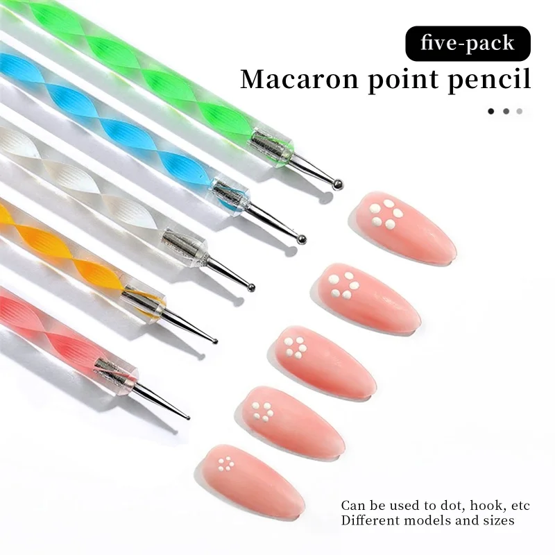 5Pcs/Set Nail Art Pen Dual-ended Silicone Flower Sculpture Pen Acrylic Adjustable Glue Handle Embossing Pen Dotting Brush Tools 4